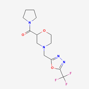 molecular formula C13H17F3N4O3 B6471943 2-(pyrrolidine-1-carbonyl)-4-{[5-(trifluoromethyl)-1,3,4-oxadiazol-2-yl]methyl}morpholine CAS No. 2640974-77-0