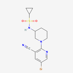 molecular formula C14H17BrN4O2S B6472091 N-[1-(5-bromo-3-cyanopyridin-2-yl)piperidin-3-yl]cyclopropanesulfonamide CAS No. 2640960-54-7