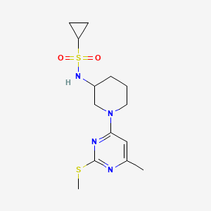 molecular formula C14H22N4O2S2 B6472116 N-{1-[6-methyl-2-(methylsulfanyl)pyrimidin-4-yl]piperidin-3-yl}cyclopropanesulfonamide CAS No. 2640843-98-5