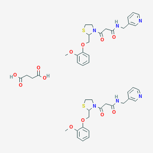 molecular formula 2C20H23N3O4S.C4H4O4 B064722 3-Thiazolidinepropanamide, 2-((2-methoxyphenoxy)methyl)-beta-oxo-N-(3-pyridinylmethyl)-, (E)-2-butenedioate (2:1) CAS No. 161364-76-7