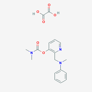 molecular formula C18H21N3O6 B064724 Carbamic acid, dimethyl-, 2-((methylphenylamino)methyl)-3-pyridinyl ester, ethanedioate (1:1) CAS No. 169128-45-4