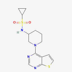 molecular formula C14H18N4O2S2 B6472961 N-(1-{thieno[2,3-d]pyrimidin-4-yl}piperidin-3-yl)cyclopropanesulfonamide CAS No. 2640977-95-1
