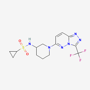 molecular formula C14H17F3N6O2S B6473860 N-{1-[3-(trifluoromethyl)-[1,2,4]triazolo[4,3-b]pyridazin-6-yl]piperidin-3-yl}cyclopropanesulfonamide CAS No. 2640880-93-7