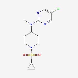 molecular formula C13H19ClN4O2S B6474014 5-chloro-N-[1-(cyclopropanesulfonyl)piperidin-4-yl]-N-methylpyrimidin-2-amine CAS No. 2640954-93-2