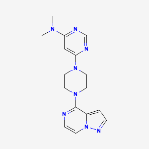 molecular formula C16H20N8 B6474059 N,N-dimethyl-6-(4-{pyrazolo[1,5-a]pyrazin-4-yl}piperazin-1-yl)pyrimidin-4-amine CAS No. 2640974-11-2