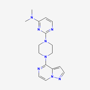 molecular formula C16H20N8 B6474066 N,N-dimethyl-2-(4-{pyrazolo[1,5-a]pyrazin-4-yl}piperazin-1-yl)pyrimidin-4-amine CAS No. 2640966-65-8