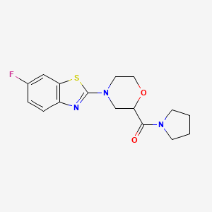 molecular formula C16H18FN3O2S B6474135 6-fluoro-2-[2-(pyrrolidine-1-carbonyl)morpholin-4-yl]-1,3-benzothiazole CAS No. 2640970-37-0