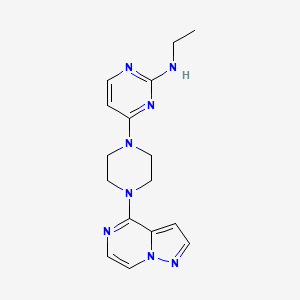 molecular formula C16H20N8 B6474374 N-ethyl-4-(4-{pyrazolo[1,5-a]pyrazin-4-yl}piperazin-1-yl)pyrimidin-2-amine CAS No. 2640960-73-0