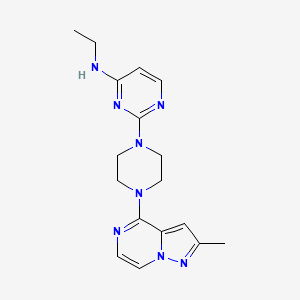 molecular formula C17H22N8 B6474441 N-ethyl-2-(4-{2-methylpyrazolo[1,5-a]pyrazin-4-yl}piperazin-1-yl)pyrimidin-4-amine CAS No. 2640893-27-0