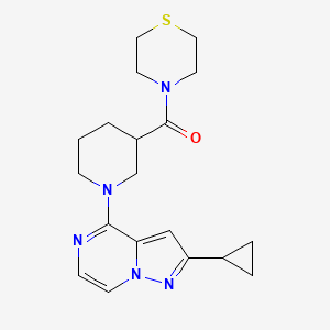molecular formula C19H25N5OS B6474480 4-(1-{2-cyclopropylpyrazolo[1,5-a]pyrazin-4-yl}piperidine-3-carbonyl)thiomorpholine CAS No. 2640958-60-5