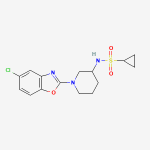 molecular formula C15H18ClN3O3S B6474682 N-[1-(5-chloro-1,3-benzoxazol-2-yl)piperidin-3-yl]cyclopropanesulfonamide CAS No. 2640971-75-9
