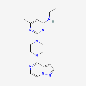 molecular formula C18H24N8 B6474689 N-ethyl-6-methyl-2-(4-{2-methylpyrazolo[1,5-a]pyrazin-4-yl}piperazin-1-yl)pyrimidin-4-amine CAS No. 2640972-08-1