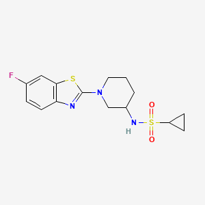 molecular formula C15H18FN3O2S2 B6474700 N-[1-(6-fluoro-1,3-benzothiazol-2-yl)piperidin-3-yl]cyclopropanesulfonamide CAS No. 2640969-22-6