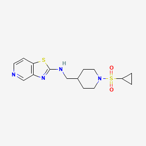 molecular formula C15H20N4O2S2 B6475157 N-{[1-(cyclopropanesulfonyl)piperidin-4-yl]methyl}-[1,3]thiazolo[4,5-c]pyridin-2-amine CAS No. 2640814-90-8