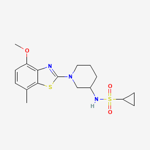 molecular formula C17H23N3O3S2 B6475396 N-[1-(4-methoxy-7-methyl-1,3-benzothiazol-2-yl)piperidin-3-yl]cyclopropanesulfonamide CAS No. 2640974-34-9
