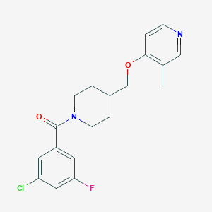molecular formula C19H20ClFN2O2 B6475434 4-{[1-(3-chloro-5-fluorobenzoyl)piperidin-4-yl]methoxy}-3-methylpyridine CAS No. 2640828-88-0