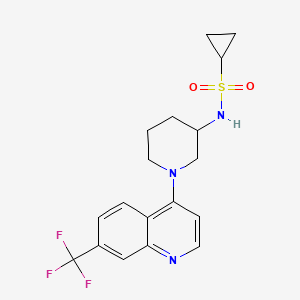 molecular formula C18H20F3N3O2S B6475469 N-{1-[7-(trifluoromethyl)quinolin-4-yl]piperidin-3-yl}cyclopropanesulfonamide CAS No. 2640969-12-4