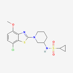 molecular formula C16H20ClN3O3S2 B6475629 N-[1-(7-chloro-4-methoxy-1,3-benzothiazol-2-yl)piperidin-3-yl]cyclopropanesulfonamide CAS No. 2640961-30-2