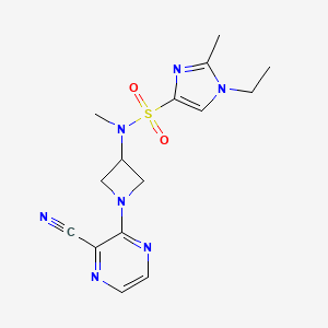 molecular formula C15H19N7O2S B6475644 N-[1-(3-cyanopyrazin-2-yl)azetidin-3-yl]-1-ethyl-N,2-dimethyl-1H-imidazole-4-sulfonamide CAS No. 2640980-08-9