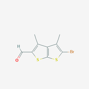 molecular formula C9H7BrOS2 B064759 5-Bromo-3,4-dimethylthieno[2,3-b]thiophene-2-carbaldehyde CAS No. 175202-64-9
