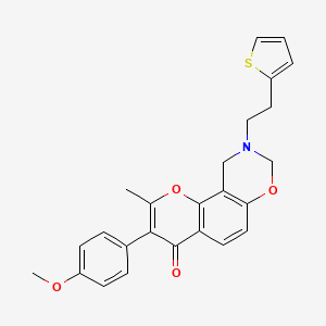 3-(4-methoxyphenyl)-2-methyl-9-[2-(thiophen-2-yl)ethyl]-4H,8H,9H,10H-chromeno[8,7-e][1,3]oxazin-4-one