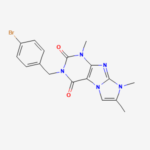 molecular formula C17H16BrN5O2 B6478819 3-[(4-bromophenyl)methyl]-1,7,8-trimethyl-1H,2H,3H,4H,8H-imidazo[1,2-g]purine-2,4-dione CAS No. 887461-73-6