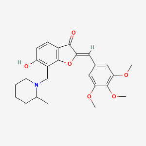 molecular formula C25H29NO6 B6478857 (2Z)-6-hydroxy-7-[(2-methylpiperidin-1-yl)methyl]-2-[(3,4,5-trimethoxyphenyl)methylidene]-2,3-dihydro-1-benzofuran-3-one CAS No. 869077-46-3