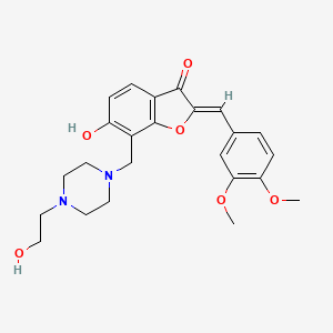 (2Z)-2-[(3,4-dimethoxyphenyl)methylidene]-6-hydroxy-7-{[4-(2-hydroxyethyl)piperazin-1-yl]methyl}-2,3-dihydro-1-benzofuran-3-one