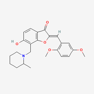 (2Z)-2-[(2,5-dimethoxyphenyl)methylidene]-6-hydroxy-7-[(2-methylpiperidin-1-yl)methyl]-2,3-dihydro-1-benzofuran-3-one