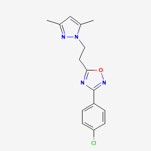 molecular formula C15H15ClN4O B6478890 3-(4-chlorophenyl)-5-[2-(3,5-dimethyl-1H-pyrazol-1-yl)ethyl]-1,2,4-oxadiazole CAS No. 956503-66-5