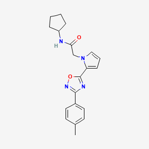 molecular formula C20H22N4O2 B6478899 N-cyclopentyl-2-{2-[3-(4-methylphenyl)-1,2,4-oxadiazol-5-yl]-1H-pyrrol-1-yl}acetamide CAS No. 1260911-79-2