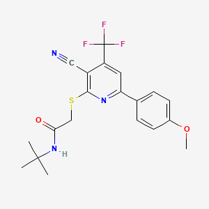 N-tert-butyl-2-{[3-cyano-6-(4-methoxyphenyl)-4-(trifluoromethyl)pyridin-2-yl]sulfanyl}acetamide