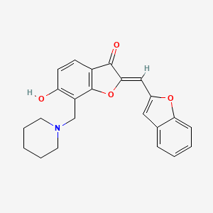 (2Z)-2-[(1-benzofuran-2-yl)methylidene]-6-hydroxy-7-[(piperidin-1-yl)methyl]-2,3-dihydro-1-benzofuran-3-one
