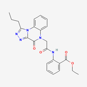 molecular formula C23H23N5O4 B6479351 ethyl 2-(2-(4-oxo-1-propyl-[1,2,4]triazolo[4,3-a]quinoxalin-5(4H)-yl)acetamido)benzoate CAS No. 1260935-51-0