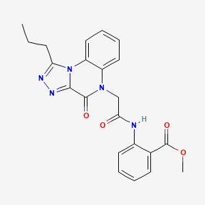 molecular formula C22H21N5O4 B6479353 methyl 2-(2-(4-oxo-1-propyl-[1,2,4]triazolo[4,3-a]quinoxalin-5(4H)-yl)acetamido)benzoate CAS No. 1260925-41-4