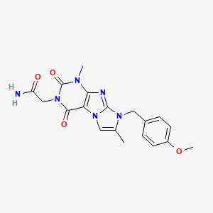 molecular formula C19H20N6O4 B6479567 2-(8-(4-methoxybenzyl)-1,7-dimethyl-2,4-dioxo-1H-imidazo[2,1-f]purin-3(2H,4H,8H)-yl)acetamide CAS No. 896304-41-9
