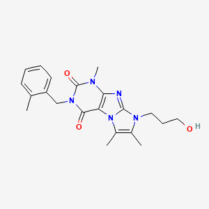molecular formula C21H25N5O3 B6479625 8-(3-hydroxypropyl)-1,6,7-trimethyl-3-(2-methylbenzyl)-1H-imidazo[2,1-f]purine-2,4(3H,8H)-dione CAS No. 916029-69-1