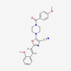 B6480080 5-[4-(4-methoxybenzoyl)piperazin-1-yl]-2-[(E)-2-(2-methoxyphenyl)ethenyl]-1,3-oxazole-4-carbonitrile CAS No. 941009-01-4