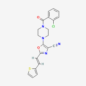 B6480090 5-[4-(2-chlorobenzoyl)piperazin-1-yl]-2-[(E)-2-(thiophen-2-yl)ethenyl]-1,3-oxazole-4-carbonitrile CAS No. 940993-52-2