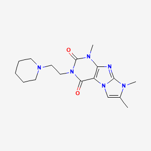 molecular formula C17H24N6O2 B6480246 1,7,8-trimethyl-3-(2-(piperidin-1-yl)ethyl)-1H-imidazo[2,1-f]purine-2,4(3H,8H)-dione CAS No. 887215-48-7