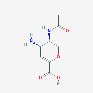 molecular formula C8H12N2O4 B064807 L-threo-Hex-2-enonic acid, 5-(acetylamino)-4-amino-2,6-anhydro-3,4,5-trideoxy-(9CI) CAS No. 166830-64-4