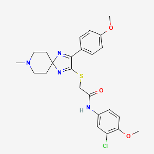 molecular formula C24H27ClN4O3S B6481140 Acetamide, N-(3-chloro-4-methoxyphenyl)-2-[[3-(4-methoxyphenyl)-8-methyl-1,4,8-triazaspiro[4.5]deca-1,3-dien-2-yl]thio]- CAS No. 1184994-02-2