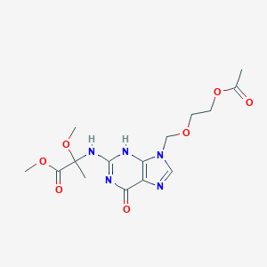 molecular formula C15H21N5O7 B064813 methyl 2-[[9-(2-acetyloxyethoxymethyl)-6-oxo-3H-purin-2-yl]amino]-2-methoxypropanoate CAS No. 183014-43-9