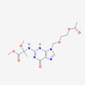 molecular formula C15H21N5O7 B064813 methyl 2-[[9-(2-acetyloxyethoxymethyl)-6-oxo-1H-purin-2-yl]amino]-2-methoxypropanoate CAS No. 183014-43-9