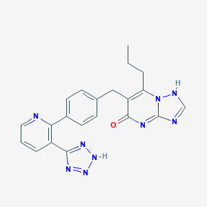 molecular formula C21H19N9O B064825 (1,2,4)Triazolo(1,5-a)pyrimidin-5(1H)-one, 7-propyl-6-((4-(3-(1H-tetrazol-5-yl)-2-pyridinyl)phenyl)methyl)- CAS No. 168152-81-6