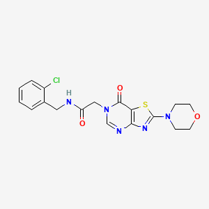 molecular formula C18H18ClN5O3S B6482850 N-[(2-chlorophenyl)methyl]-2-[2-(morpholin-4-yl)-7-oxo-6H,7H-[1,3]thiazolo[4,5-d]pyrimidin-6-yl]acetamide CAS No. 1223789-17-0
