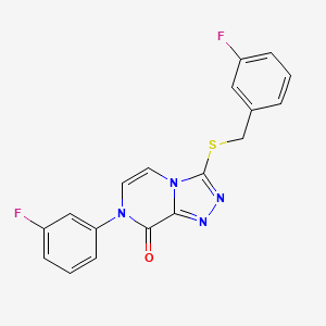 B6483396 7-(3-fluorophenyl)-3-{[(3-fluorophenyl)methyl]sulfanyl}-7H,8H-[1,2,4]triazolo[4,3-a]pyrazin-8-one CAS No. 1242967-36-7