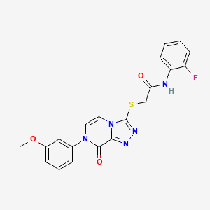 molecular formula C20H16FN5O3S B6483468 N-(2-fluorophenyl)-2-{[7-(3-methoxyphenyl)-8-oxo-7H,8H-[1,2,4]triazolo[4,3-a]pyrazin-3-yl]sulfanyl}acetamide CAS No. 1242854-26-7