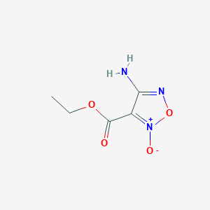 molecular formula C5H7N3O4 B064836 4-Amino-3-(ethoxycarbonyl)-1,2,5-oxadiazole 2-oxide CAS No. 164926-74-3
