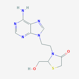 molecular formula C11H14N6O2S B064841 4-Thiazolidinone, 3-(2-(6-amino-9H-purin-9-yl)ethyl)-2-(hydroxymethyl)- CAS No. 181507-39-1